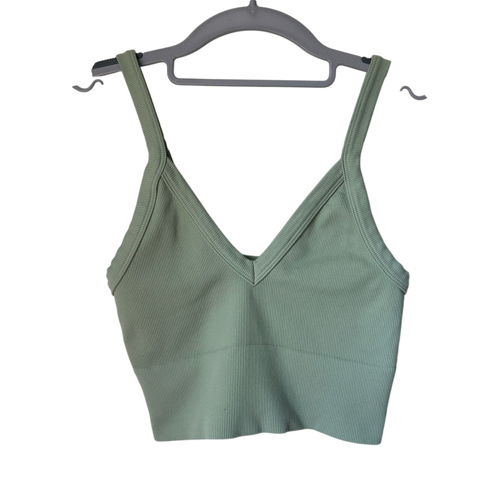 Green Ribbed Crop Top - Small - Picture 1 of 3